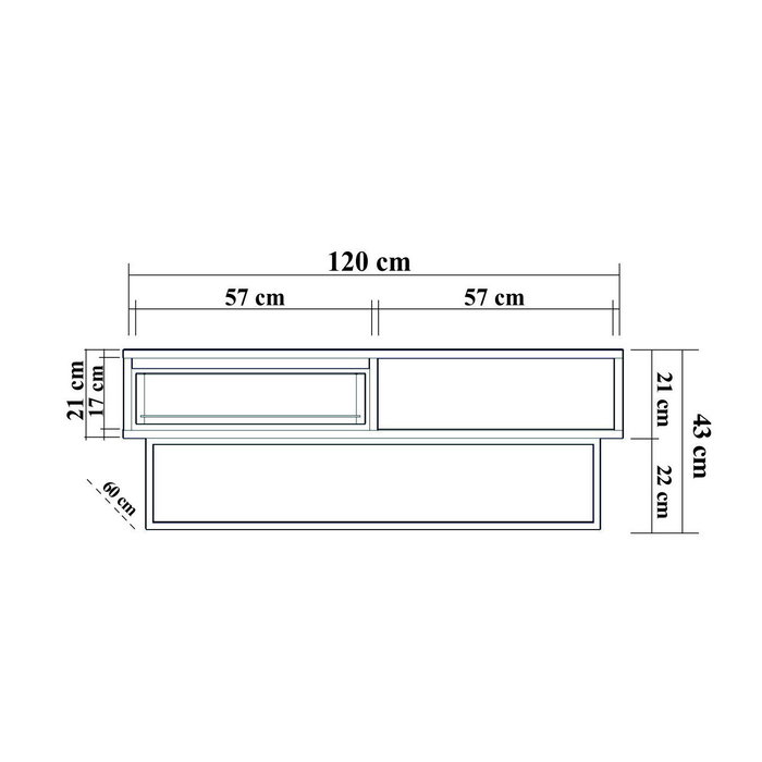 Hanah Home Laxus Takım 3 Conjunto de Muebles de Salón Nogal y Negro